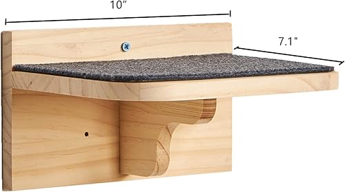 Miniatura 7 de SHENGOCASE Escalón Grande de Madera Maciza Montado en Pared de 9.8" x 7.1" para Gato, Muebles de Pared para Gatos, Estantes Escaleras Percha