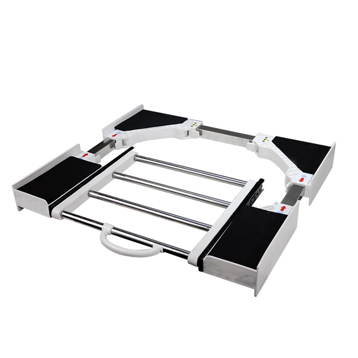 Kit universal de unión para lavadora y secadora con estante deslizante, kit universal de estanterías apiladas con trinquete y marco intermedio ajustable para lavadoras de 46-72 cm