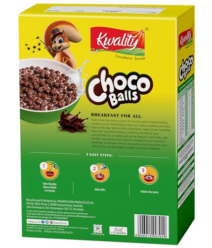 Image of Kwality Chocoballs- Made With Whole Wheat, Zero% Maida, Source of Protein And Fibre, Richness Of Chocolate (375G, Pack Of 2)