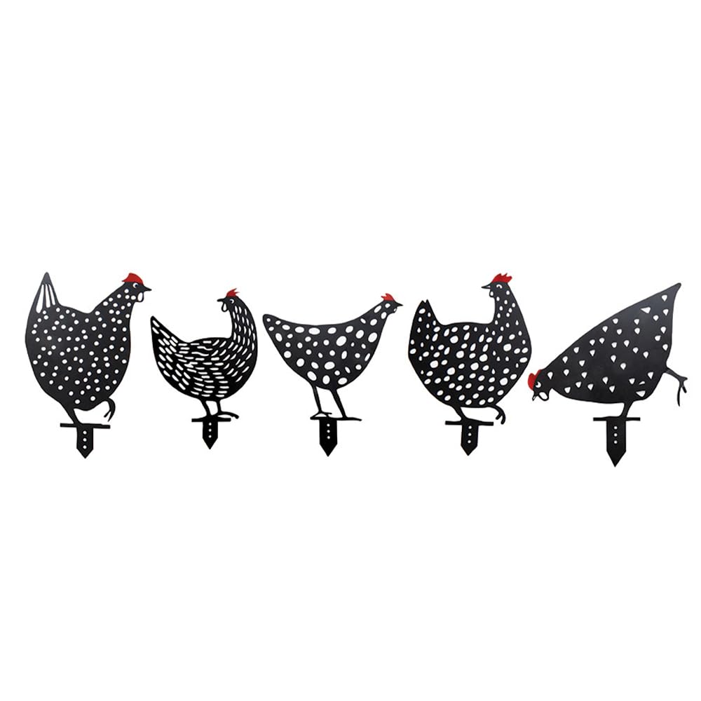 Easylife Garden Chicken Silhouettes in Red, Size Set of 5, Acrylic