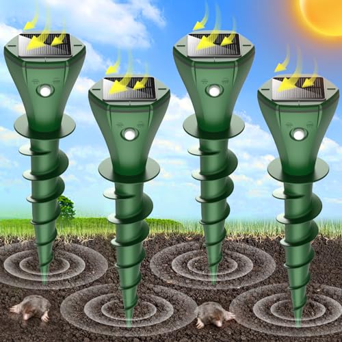 Mole Repellent for Lawns, Mole Killer Solar Powered, Snake Away Repellent for Outdoors,Ultrasonic