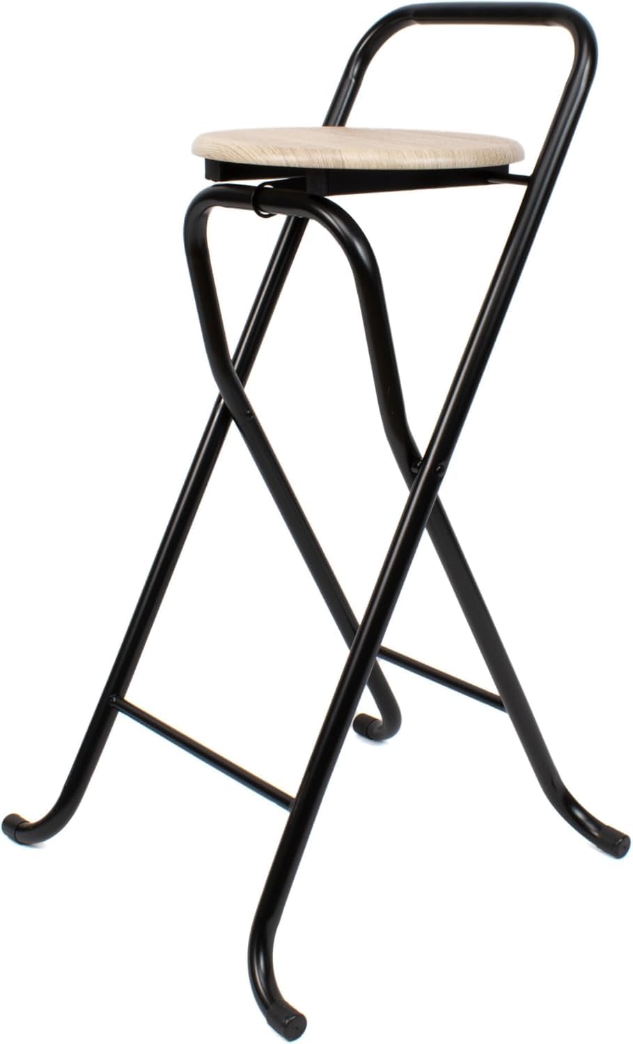 FERRETERIA LEPANTO Taburete Plegable para Cocina, Salón, Comedor y Restaurante. Silla Alta de Metal Estable, Resistente y Cómoda con Respaldo y Reposapiés. (1, Natural Sin Respaldo)