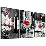 Canvas Wall Art For Kitchen Wall Decor For Dining Room Black And White Wine Glasses Painting Modern