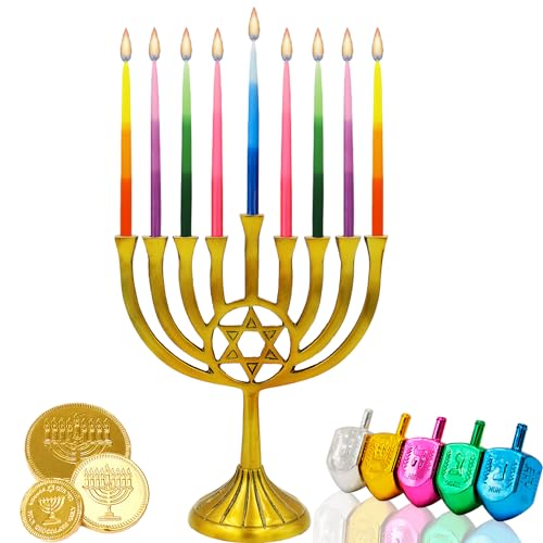 The-Dreidel-Company-Dripless-Deluxe-Tapered-Hanukkah-Candles-Multicolored-3-Tone-Pastel-Decorations-Chanukkah-Menorah-Candles-for-All-8-Nights-of-Chanukah-Single The Dreidel Company Dripless Deluxe Tapered Hanukkah Candles Multicolored 3 Tone Pastel Decorations Chanukkah Menorah Candles for All 8 Nights of Chanukah Single