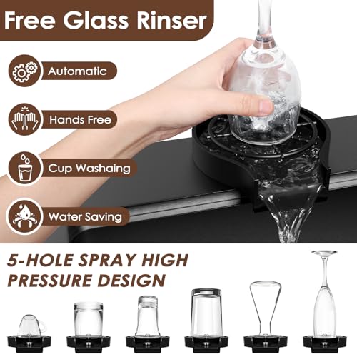 33x22 Inch Kitchen Sink Black Drop In Stainless Steel Kitchen Sinks 16 Gauge Single Bowl Workstation Luxury Top Mount Sink with 6 Accessories Include Glass Rinser (Black)