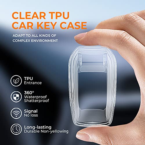 Image of Clear TPU Key Cover and Keychain Compatible for Toyota Fortuner | Hilux | Innova Crysta | Fortuner Legender | Innova HyCross | Land Cruiser Smart Key (White)