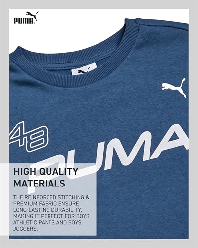 PUMA Boys Sweatpants Set - 2 Piece Soft Fleece Crewneck Pullover Boys Sweatshirts and Jogger Pants Kids Activewear Set (4-16) - Image 5