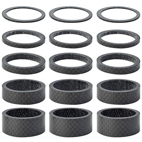 image for Fengek 15 Pcs Headset Spacer for Bicycle, 5 Sizes Carbon Fiber Road Bi