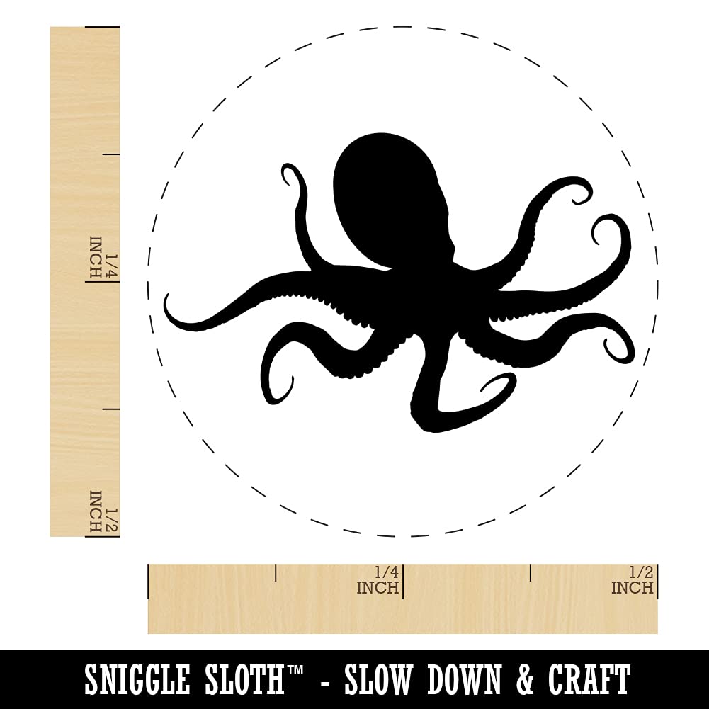 Octopus Solid Self-Inking Rubber Stamp Ink Stamper for Stamping Crafting Planners - 1/2 Inch Mini - Black Ink