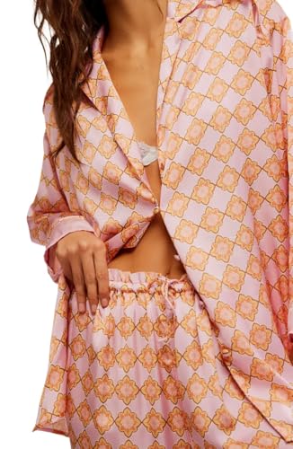 Image of LILTWIST Silk Satin Pajamas Set for Women 2 Piece Floral Pjs Wide Leg Lounge Pants Set Long Sleeve Button down Pj Shirts Set
