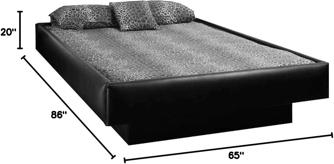 Strobel Organic Keene Complete Padded Waterbed with Hydro-Support HS303 Waveless Mattress, Black Vinyl Queen