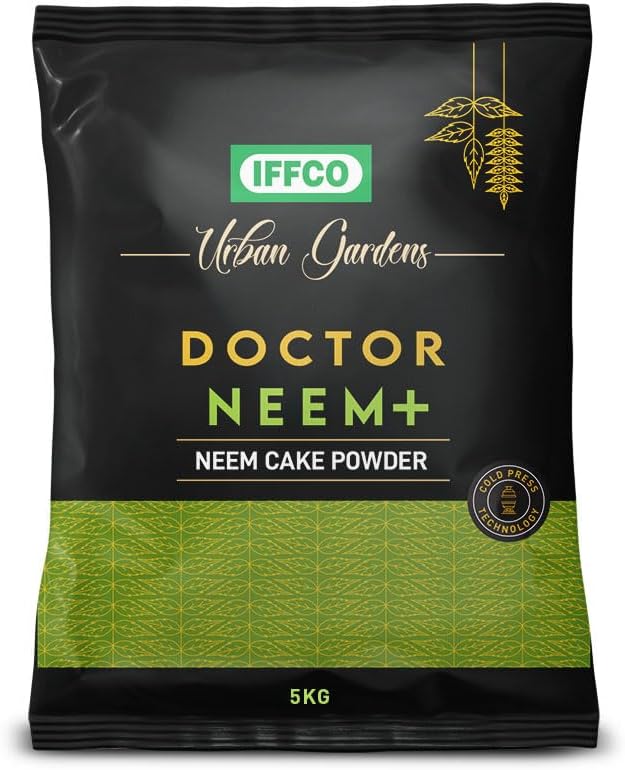 IFFCO Urban Gardens - Neem Khali 5 Kg - Pure Neem Cake Powder Extracted Through Cold Press Technology - Higher Azadirachtin & Neem Oil Content - Suitable for All Plants