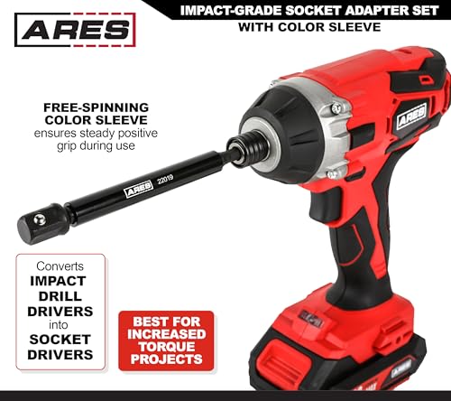 Image of ARES 22013 6-Piece 3-Inch and 6-Inch Impact Grade Socket Adapter Set with | High-Speed Socket Driver Adapter Set