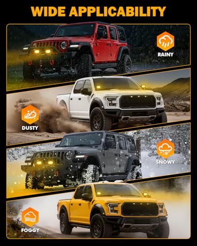Image of Auxbeam 4 Inch R4 Series Square Offroad 2300K Dark Amber Protective Cover | Snap-On Design, Converts White to Amber, Waterproof, Resists Dust, Debris & Impacts, Better Visibility in Fog & Rain, 2-Pack