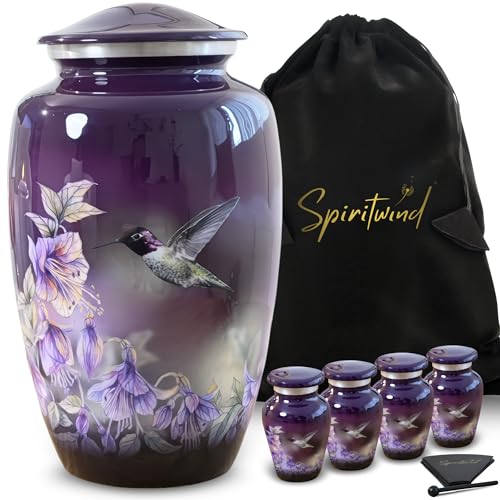 Set of 5 Beautiful Anna's Hummingbird Urns for Human Ashes