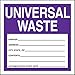 Accuform Signs MHZW17EVP Adhesive-Poly Vinyl Hazardous Waste Label, Universal Waste", 4" Length x 4" Width x 2.6 Mil Thickness, Purple/Black/White (Pack of 25)