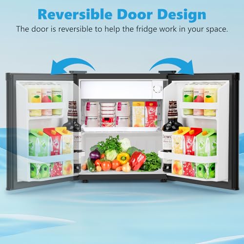 Image of Electactic 1.6 Cu.ft Mini Fridge, Compact Single Reversible Door Refrigerator, Adjustable Thermostat, Ultra Quiet, Energy Efficient for Office, Dorm, Bedroom, Apartment -Black