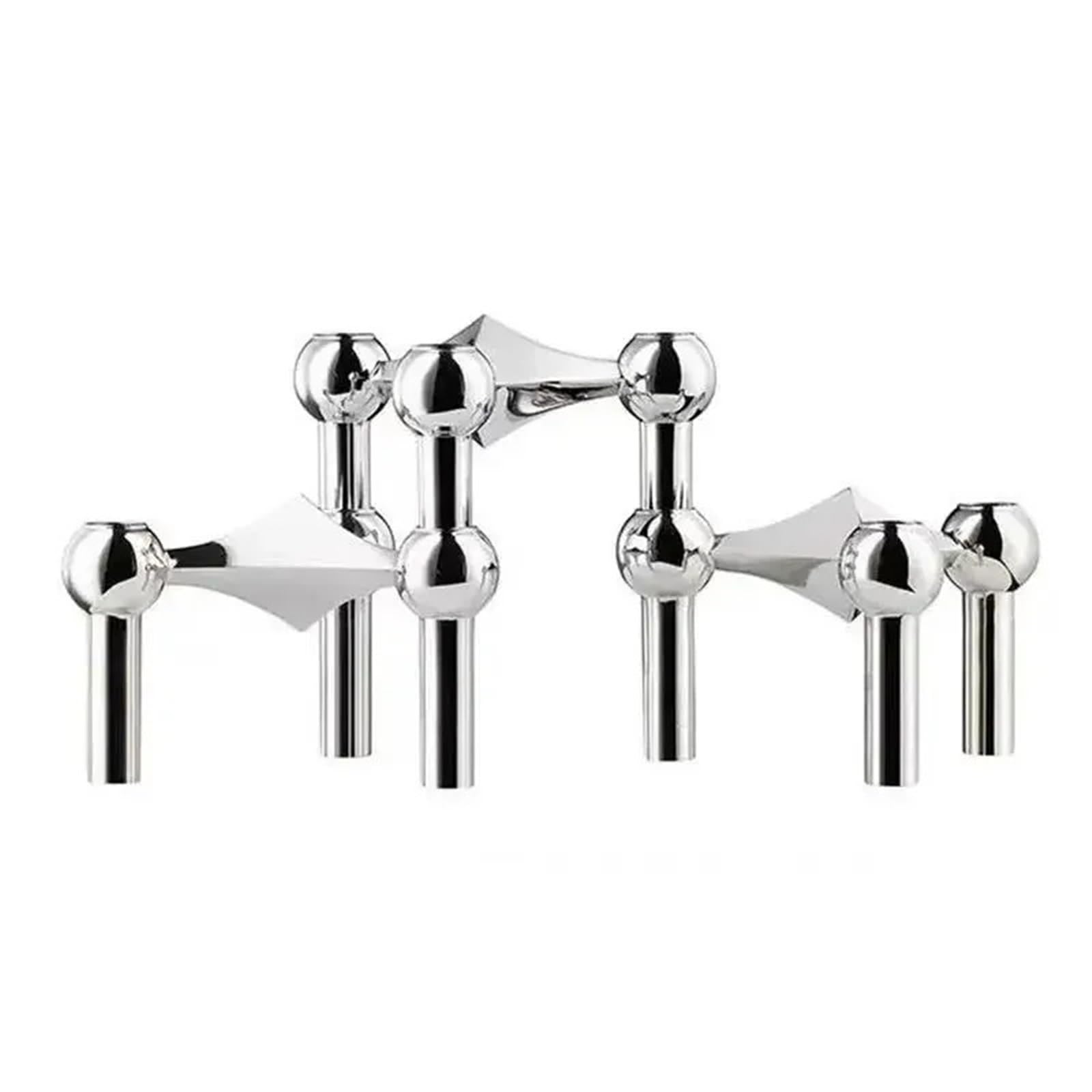 Silver Candlestick Metal Molecular Structure Candle Holder Centerpiece Living Room Decoration Gift Home Decore Candelabra For Living Room Fireplace Wedding(Silver)