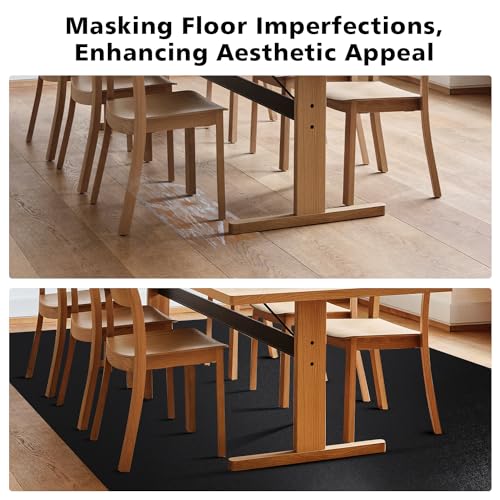 FURKIT Vinyl Floor Mat for Home, Black Waterproof Area Mat for Under Dining Room Table, Sturdy Plastic Rug Protector for Kitchen, Living Room, Yard, Garage, Large Baby Play Mat (3'×5')