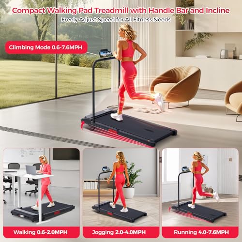 Image of Walking Pad with Handle Bar, 350LBS Electric Treadmill for Home