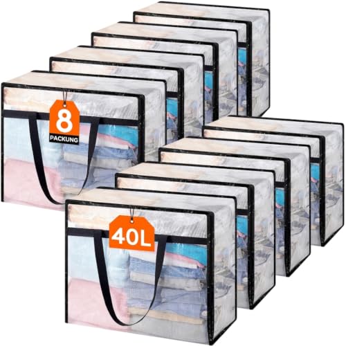 Lifewit 8er-Pack Klare Kleideraufbewahrungstaschen, 40L Aufbewahrungstasche – Ansicht 1