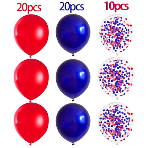 Image of 50Pcs 12inch Red and Blue Party Balloons with Red and Blue Confetti Balloons for Birthday, Baby Shower,Family Parties,Graduation Engagement Decoration