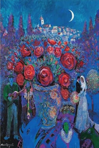 Affiche de Marc Chagall un mariage avec des roses cadeau idéal de crémaillère ou mariage