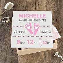 Personalized Baby Keepsake Box Regular, Pink Footprints