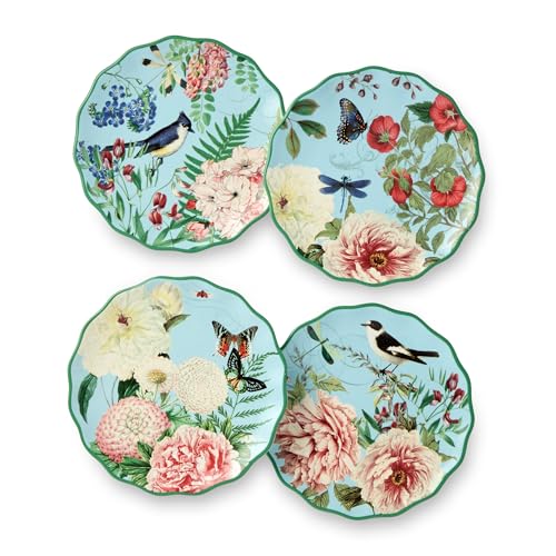 Flora Ceramic Canape Plate Set – 6-Inch Floral...