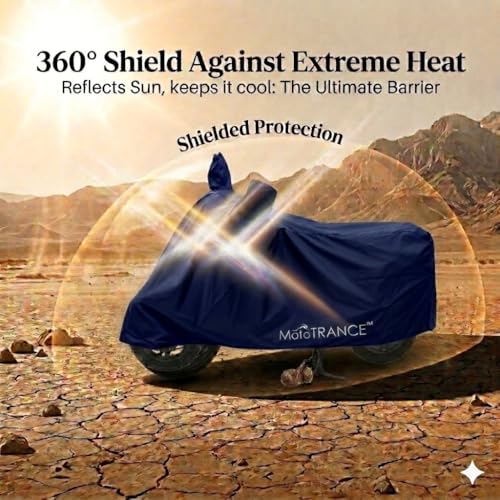 Image of Mototrance All Weather Protection Two Wheeler Cover for All Bikes /Royal Enfiled /Upto Pulsar 160CC to 350CC | Anti Dust, Water Resistant, Heat Resistant, UV Proof with Mirror Pocket | Solid Blue