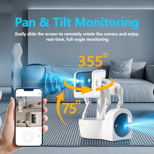 Image of AEZ Robot Camera 1080P Dual-Lens, 360 Pan-Tilt Indoor Security Camera with 2-Way Talk, AI Motion Detection, 2.4G WiFi Color Night Vision, and Remote App Control for Cats /Dogs /Baby /Elderly Monitoring