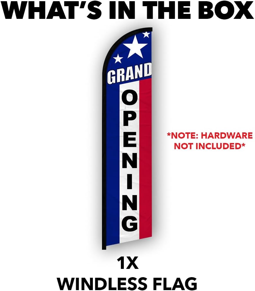 Infinity Republic - Grand Opening Windless Full Sleeve Banner Swooper Flag - Perfect for Businesses, Restaurants, Events, Cafes etc!