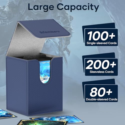 Image of Mlikero 4 Pack Card Deck Box, Commander Deck Box Holds 400+ Single Sleeved Cards with 4 Dividers, Leather Magnetic Card Box Fit for MTG, TCG (4 Colors)