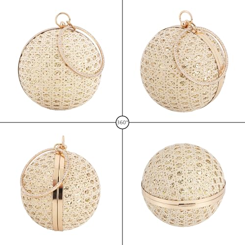 Glittering Round Straw Shoulder Bag: Sequined Chain Strap & Versatile Crossbody Design for Day-to-Evening Elegance2