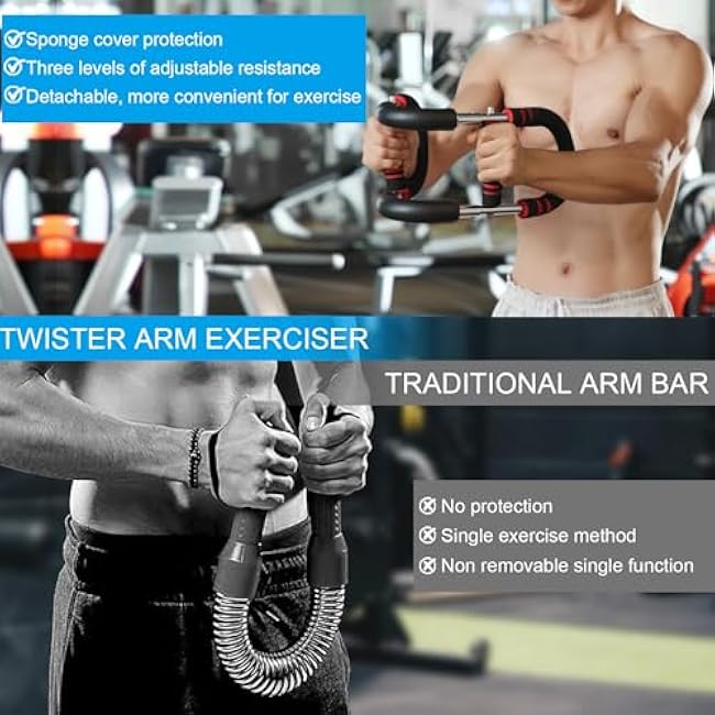 Twister Arm Trainer, Adjustable Chest Workout Equipment, Power Twister Arm Chest Trainer for Men and Women, Forearm and Shoulder Muscle Strengthener, Portable Spring Resistance Home Fitness