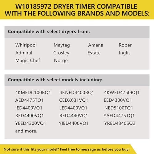 Image of W10185972 WPW10185972 Dryer Timer Replacement, Genuine OEM Quality, Replaces 1481701 AH2348527 EA2348527 PS2348527 AP6016537 PS11749827 EAP11749827, Fits Whirlpool Maytag Amana Dryers