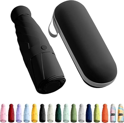 Image of Owme UV Umbrella for Women, Mini Folding Portable 3-Fold Umbrellas | Manually Open & Close for Rain and Sun Protection, Anti-Slip Handle | Windproof Umbrlla | Chata for Rain for Men (BLACK)