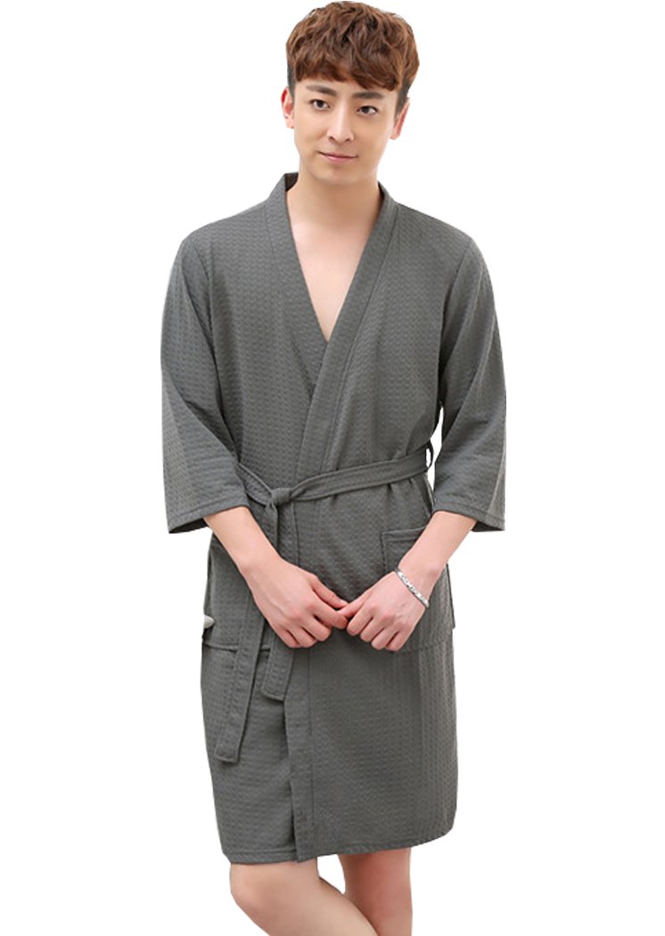 Hommes et Femmes Coton Gaufre Kimono Peignoir De Bain Robe De Spa