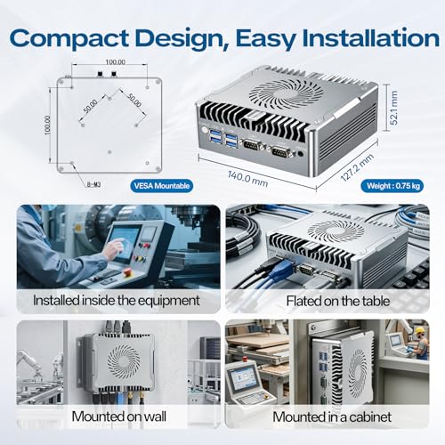 Image of Industrial Mini PC, Core i5-1235U(10C /12T), 16GB RAM 1TB SSD