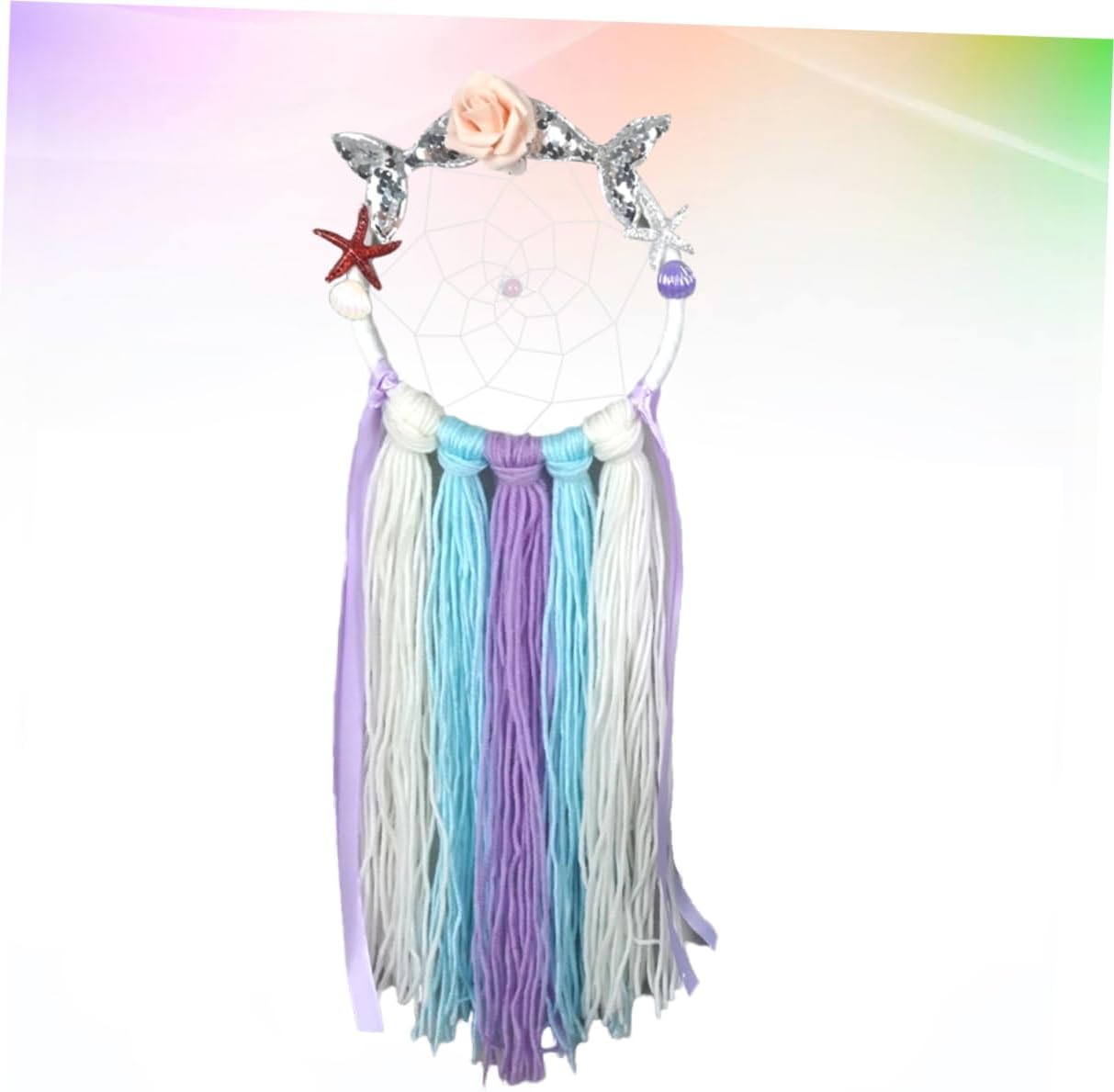 Cabilock Mermaid Dream Catcher Wall Hanging Pendant Flower Decorated Dream Catcher for Boy Girl's Room Unique Boho Bedroom Decoration Meaningful Boy Girl and Family