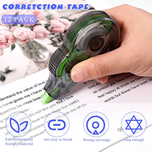 Image of Yexiya 12 Pieces Correction Tapes Original Correction Wide Eraser Applicator Easy to Use Applicator Translucent Tapes Shows for Office Note Journal Scrapbooking, 0.2 Inch x 39.4 Feet