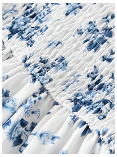 SweatyRocks Girl's Floral Print Ruched A Line Short Dress Tie Shoulder Spaghetti Strap Sundress4