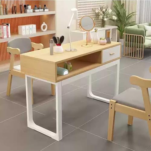 Modern Double Manicure Table Station - Nail Tech Workstation with Storage Drawers for Professional Beauty Salon & Spa, Stylish & Functional Design,Walnut with Drawer,100 * 40 * 78 cm