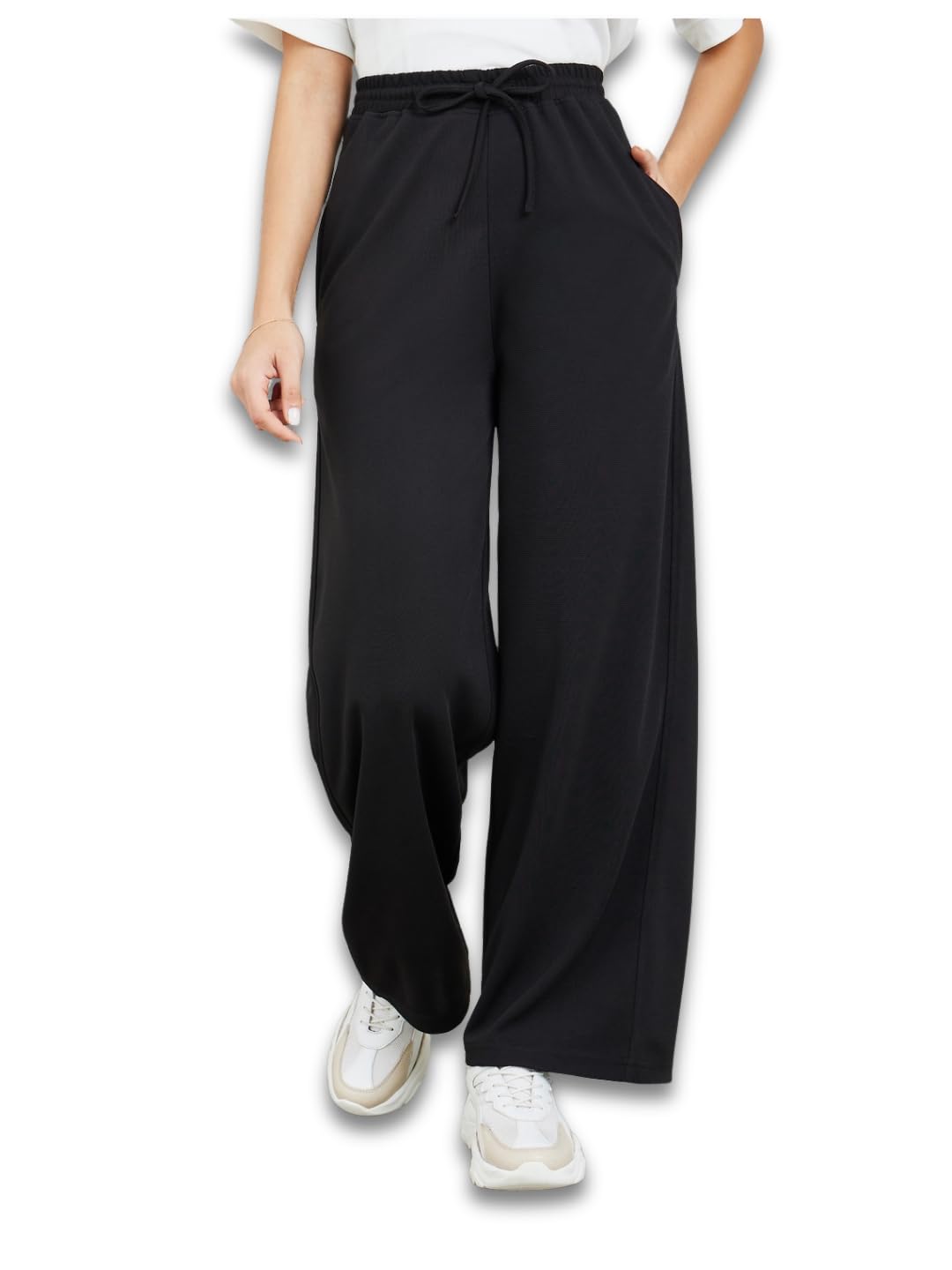 styli Women’s Loose-Fit Cotton Joggers | Elasticated Waistband with Drawstring Closure & Side Pockets | Comfortable Everyday Wear for Women & Girls-picture-34
