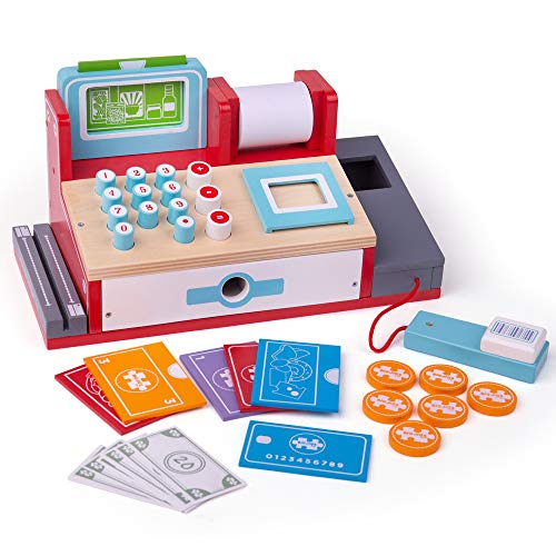 Bigjigs Toys Wooden Shop Till with Scanner - Pretend Play