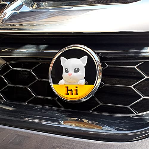 Image of 3D OM Badge Cat-Hi, 3-inch Grill Badge, Realistic Stylish Cute Fun 3D Printing Plastic (PLA) on Acrylic Plate - Works with The Grill Badge Holder (not Included) (BK1-KWY)