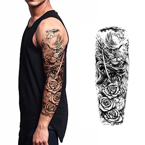 19Pcs Wolf Scorpion Full Arm Half Sleeve Fake Temporary Tattoo Sticker For Man #TOP1