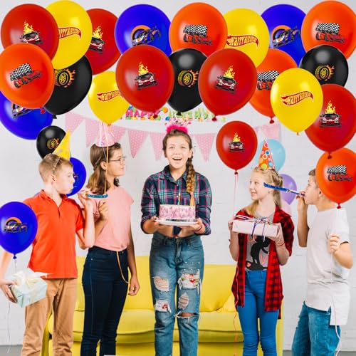 Image of 35Pcs Hot Car Happy Birthday Party Decoration Balloons Wheels Wild Wheels Race Car Balloons for Birthday 5 Styles