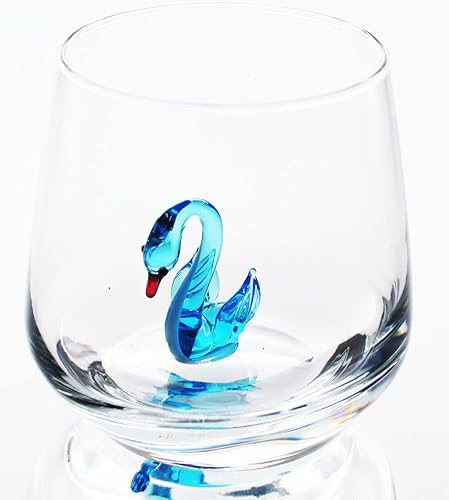 Vista 10 de Taza de vidrio 3D con bonita figura de animal en el interior, figura de delfín de vidrio soplado a mano, vaso sin tallo, 12 onzas (delfin)