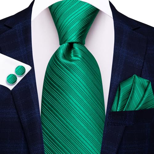 Image of Hi-Tie Men 63inches Tie Set Extra Long Necktie Paisley Tie Pocket Suqare Cufflinks Big and Tall Men Tie